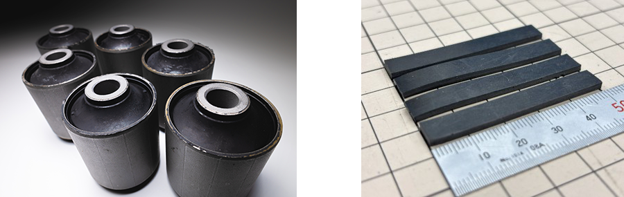 ゴムブッシュと短冊型試験片
