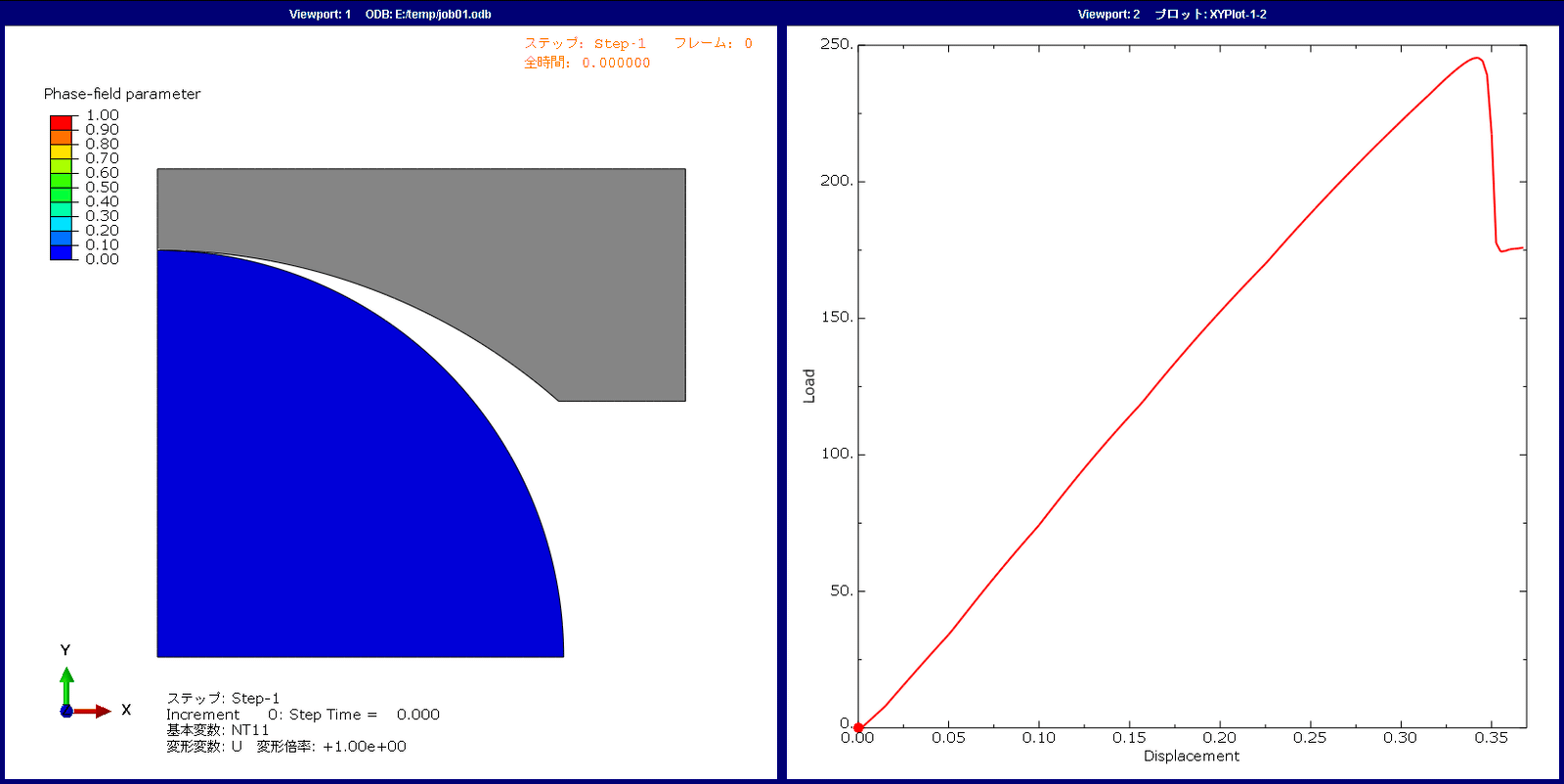 Phase-field損傷破壊を考慮したブラジリアンテストの結果